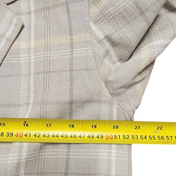 Requirements Women' Linen Blend Plaid Blazer - Beige Checkered - Size 12 - Picture 12 of 12